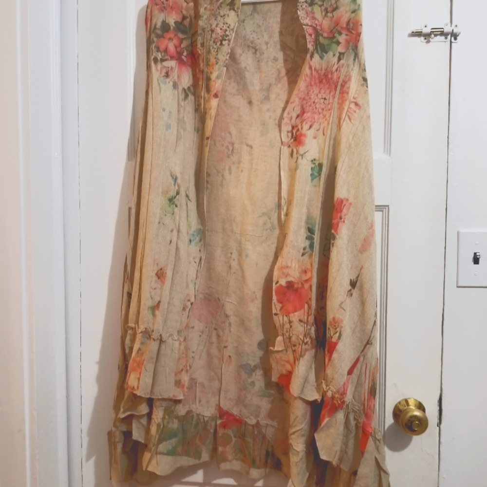 Women's Floral sleeveless ruffle duster